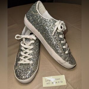 Golden Goose SuperStar *Platinum & Green* Glitter Sneakers Size 38 BNIB